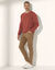 Pull pur coton col rond manches longues (corail chiné)