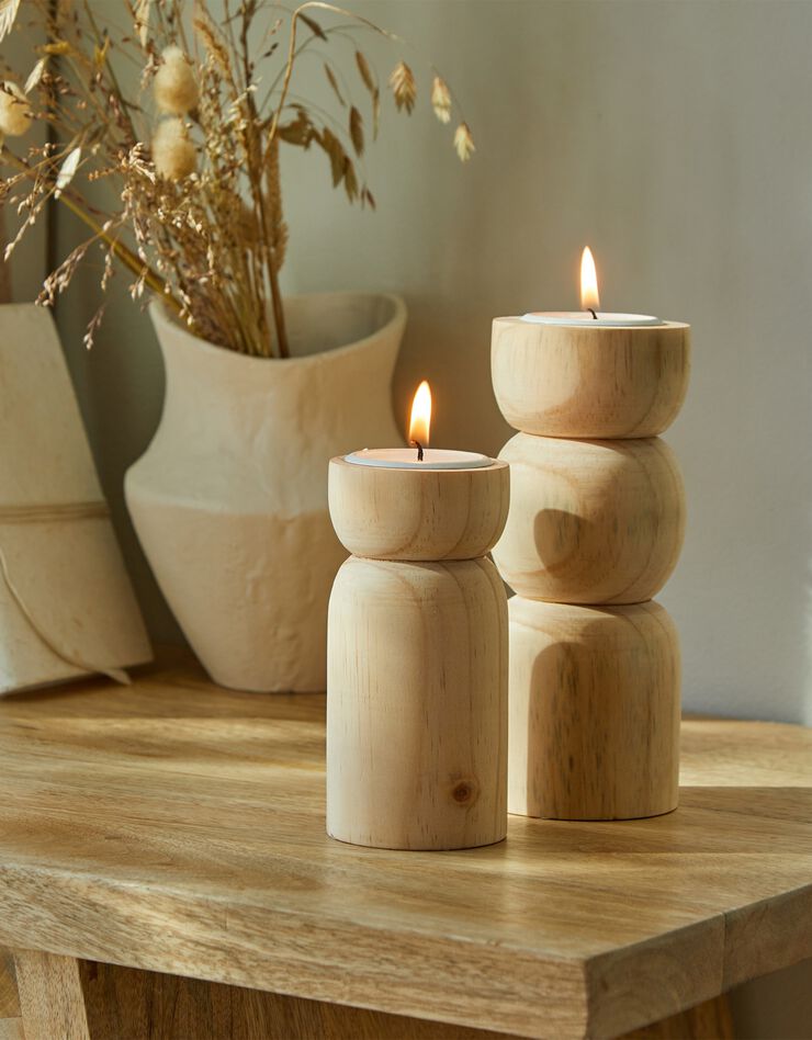 Porte bougie photophore en bois (bois) Porte bougie photophore en bois (bois)