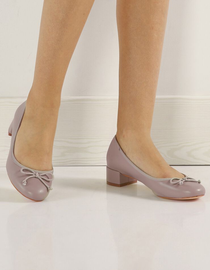 Ballerines petit talon (taupe)