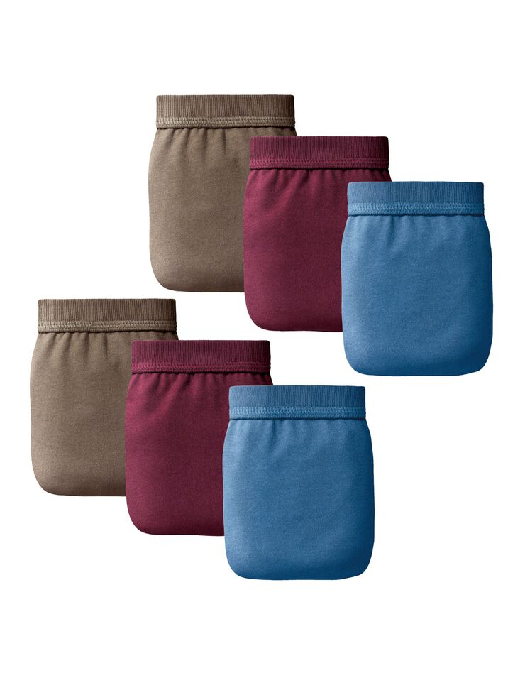 Slip ouvert taille haute uni - lot de 6 (bordeaux / bleu)