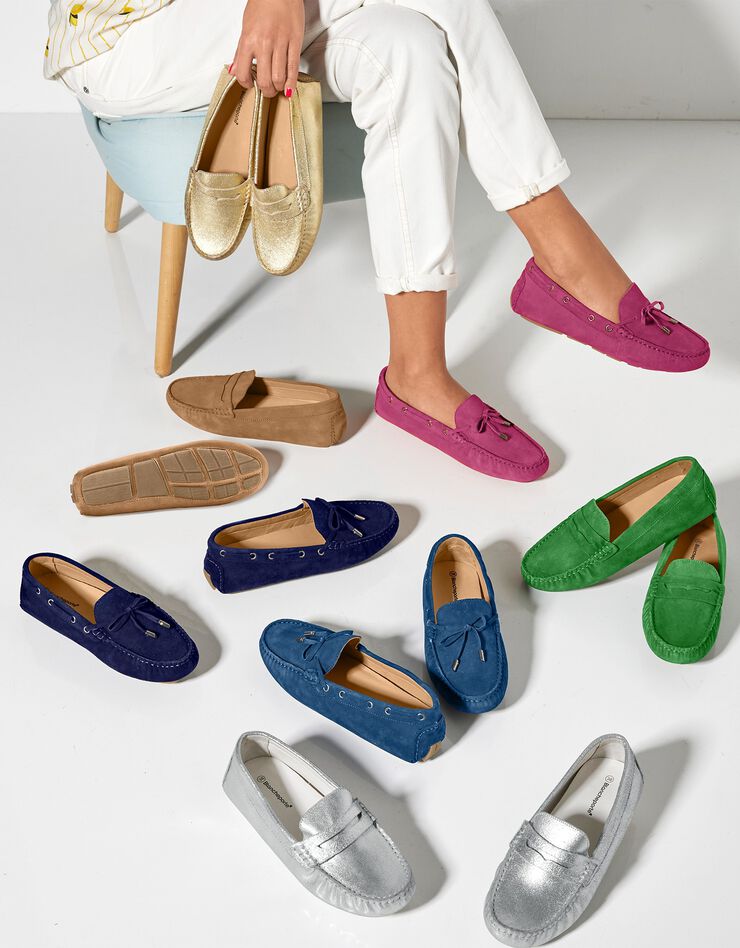 Mocassins en cuir lisse - argenté (argenté)