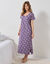 Chemise de nuit longue manches courtes  imprimée "moutons" (violet grisé)