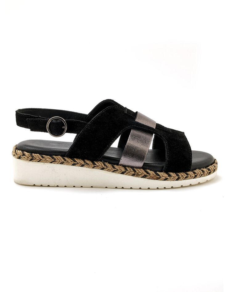 Sandales ouvertes compensées style sabot (noir) Sandales ouvertes compensées style sabot (noir)