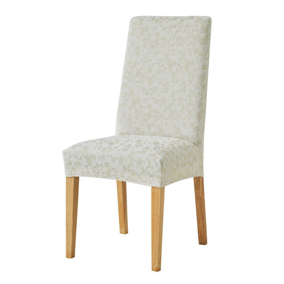 Housse de chaise extensible, motif tachet&eacute; graphique (beige)