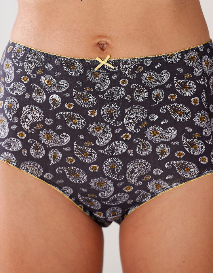 Culotte maxi coton imprimée "cachemire" - lot de 4 (curry / gris) Culotte maxi coton imprimée "cachemire" - lot de 4 (curry / gris)