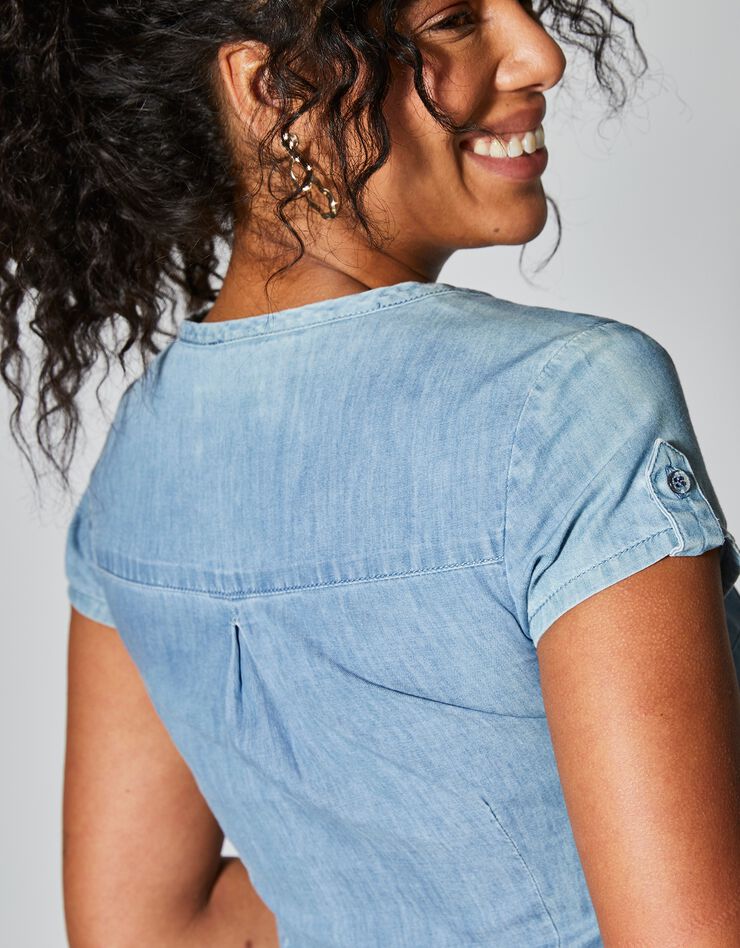 Robe col tunisien, denim léger (bleached)