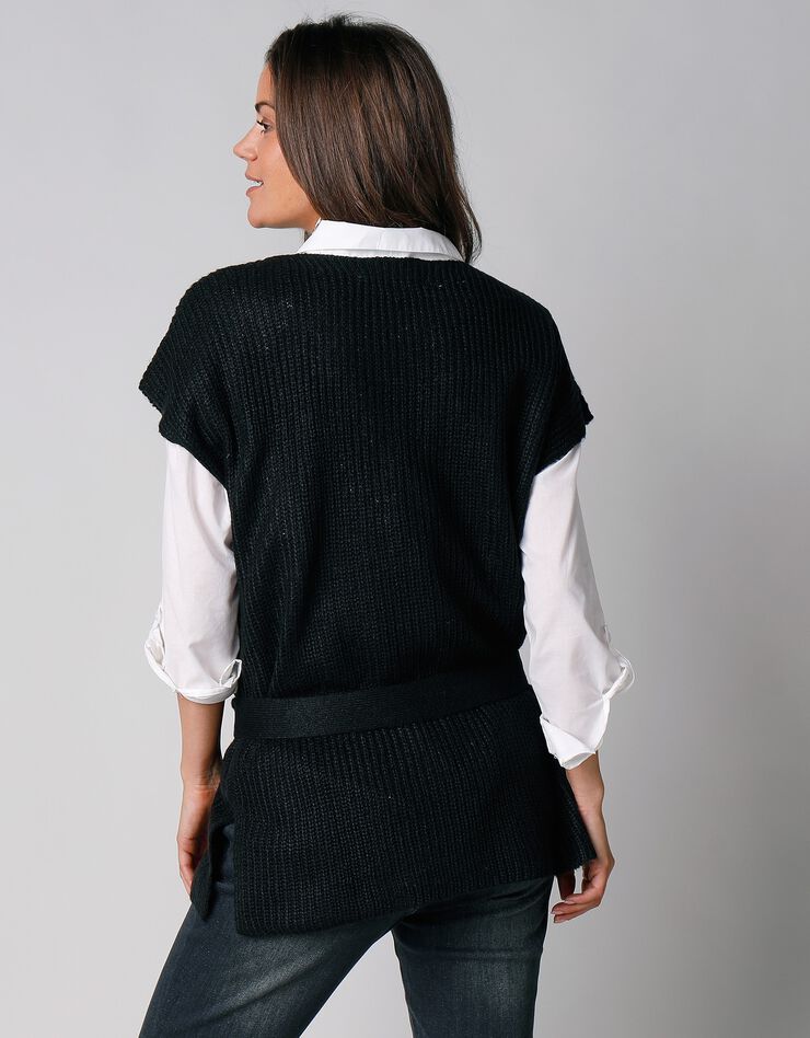Pull tunique sans manches, maille anglaise toucher mohair (noir) Pull tunique sans manches, maille anglaise toucher mohair (noir)