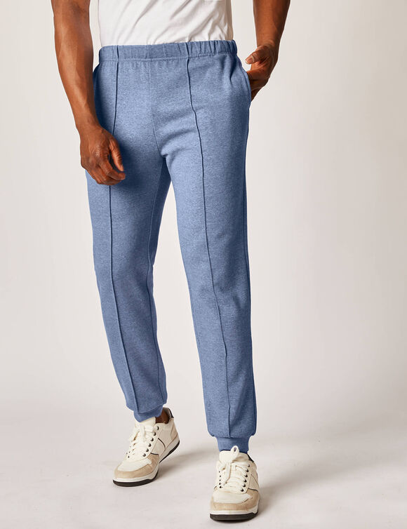 Pantalon loisirs molleton, bas resserr&eacute;s (bleu jean)