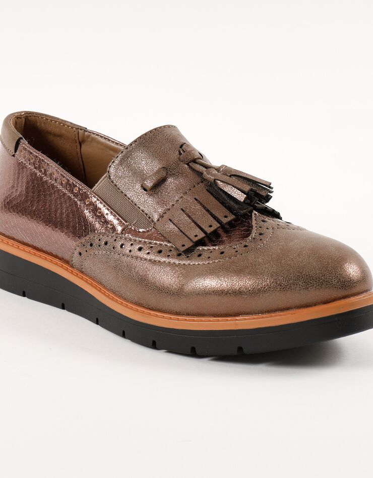 Slippers compensées à franges et pompons - marron (marron) Slippers compensées à franges et pompons - marron (marron)