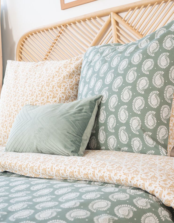 Parure de lit micromotif Floral - coton adouci   (kaki / jaune)
