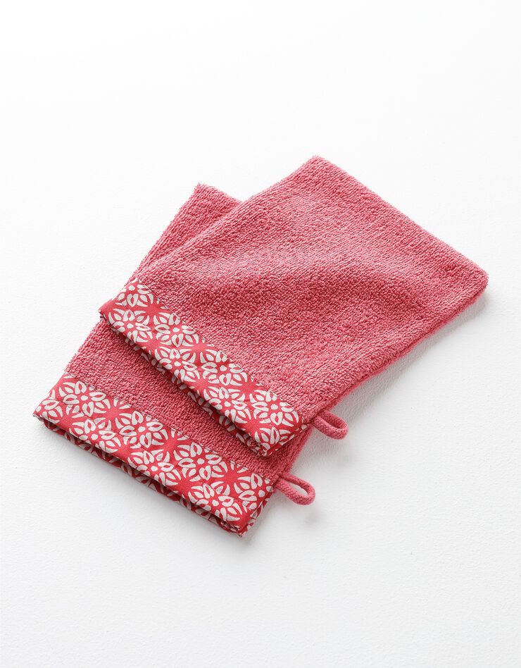 Éponge bouclette 420 g/m² liteau imprimé rosace (framboise)