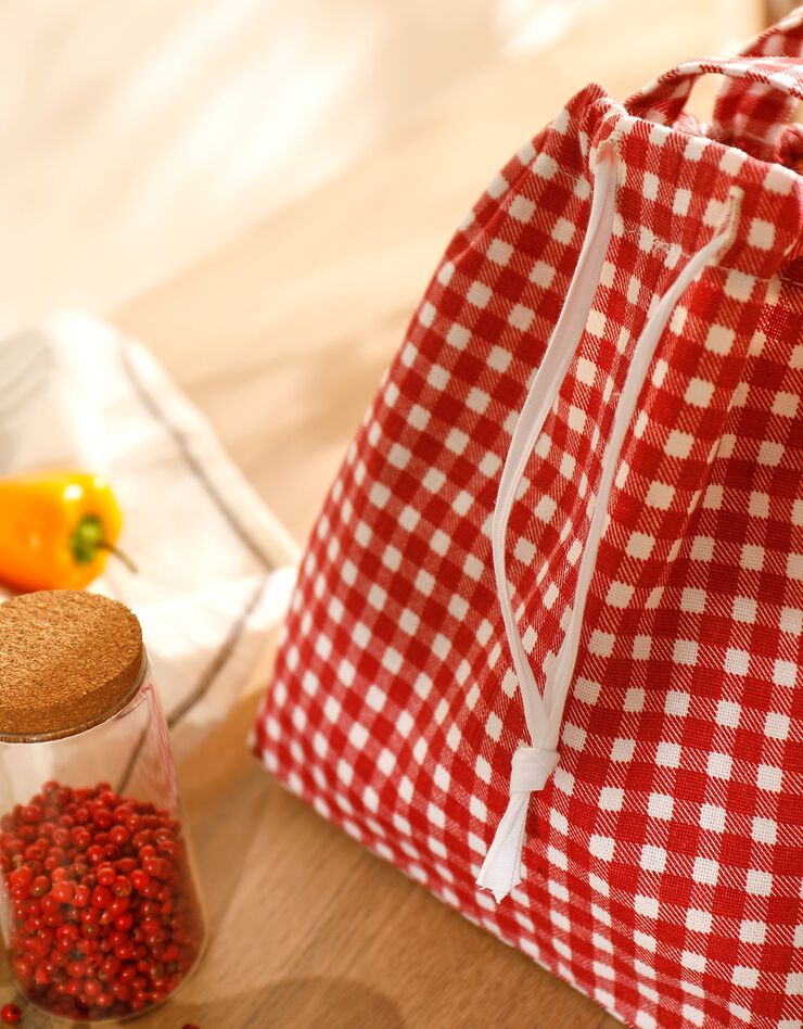 Sac à pain imprimé carreaux - collection upcycling (rouge / blanc) Sac à pain imprimé carreaux - collection upcycling (rouge / blanc)