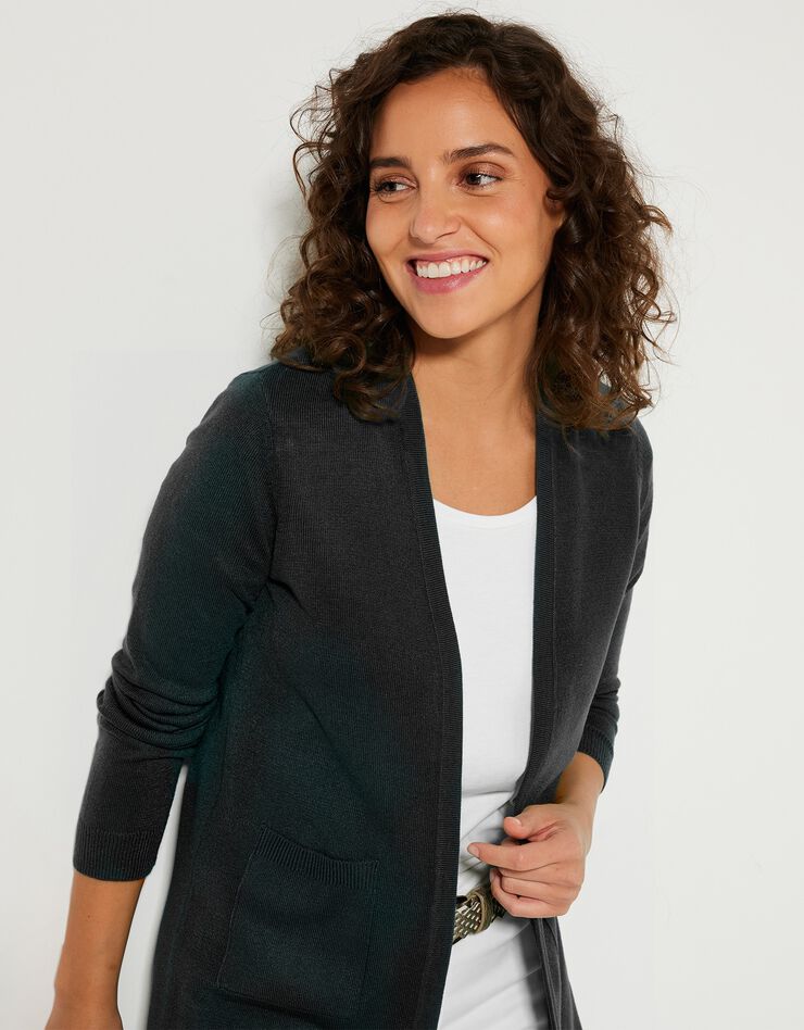 Gilet porter ouvert toucher cachemire (noir) Gilet porter ouvert toucher cachemire (noir)