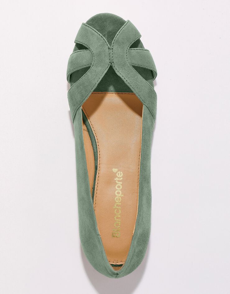 Ballerines à bout ouvert en cuir (vert)