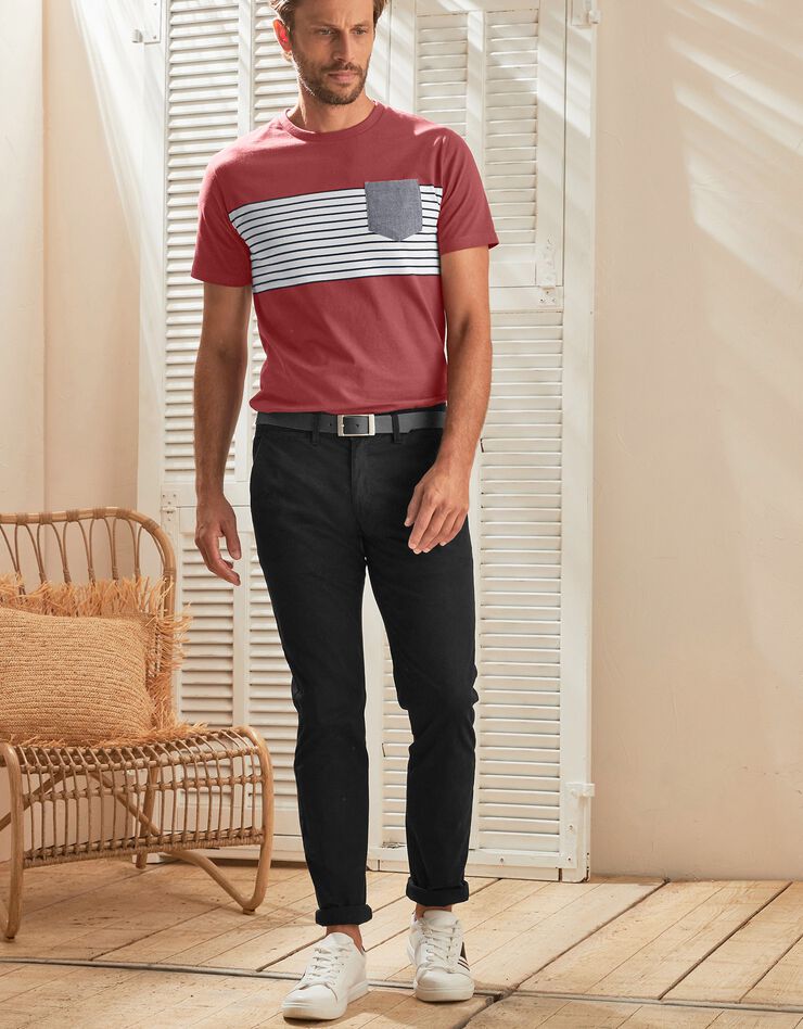 Pantalon chino uni sergé stretch grand confort (noir) Pantalon chino uni sergé stretch grand confort (noir)