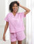 Pyjama short boutonné en gaze de coton (rose)