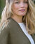 Gilet long ouvert manches courtes toucher doux  (vert olive)