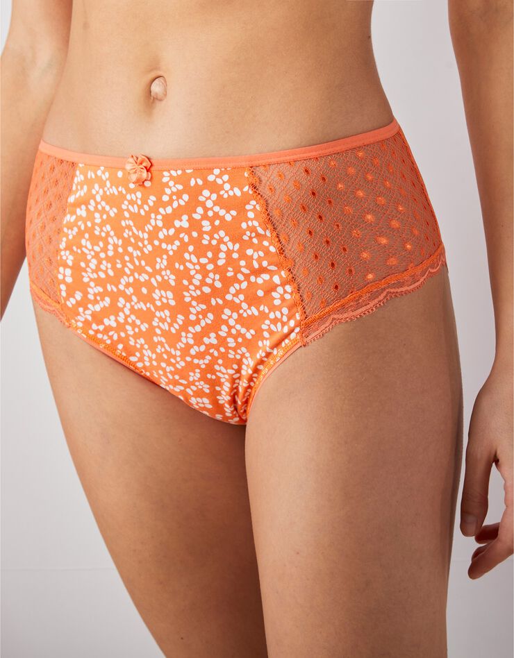 Culotte maxi dentelle coton imprimé Tropea - lot de 4 (bleu grisé + orange) Culotte maxi dentelle coton imprimé Tropea - lot de 4 (bleu grisé + orange)