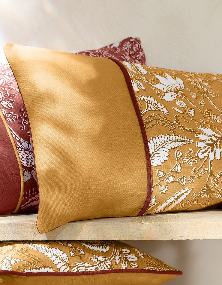 Housse de coussin rectangulaire imprimé fleurs indiennes - lot de 2 (miel) Housse de coussin rectangulaire imprimé fleurs indiennes - lot de 2 (miel)