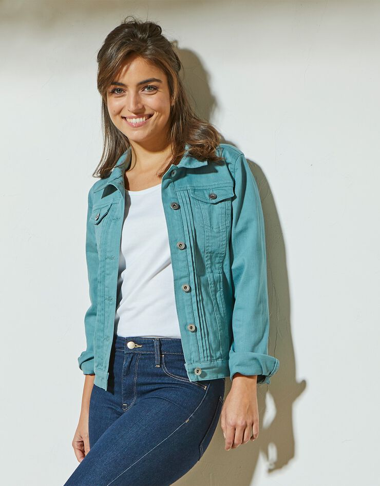 Veste boutonnée plis fantaisie (vert) Veste boutonnée plis fantaisie (vert)