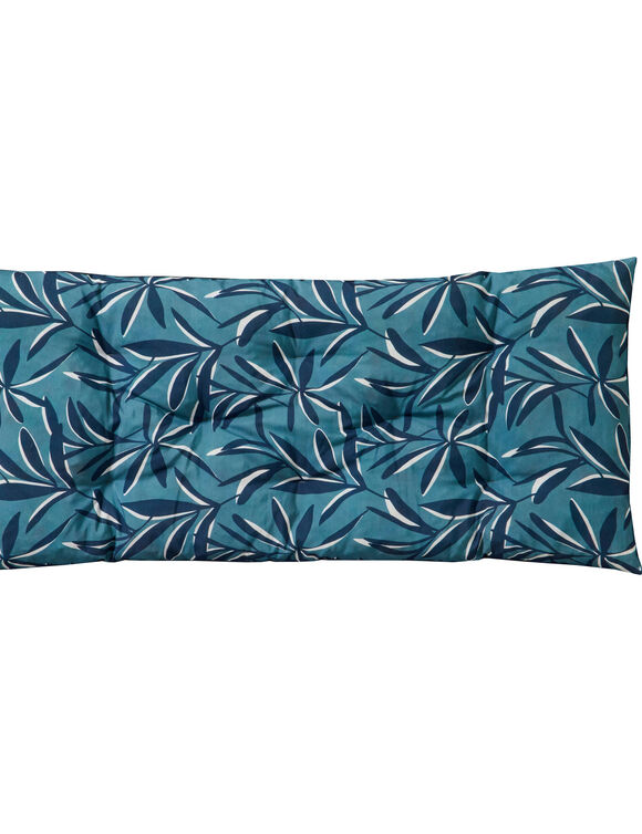 Long coussin de sol imprimé feuillage (bleu grisé)