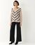 Pull col V ray&eacute;, maille anglaise toucher doux (beige / noir)