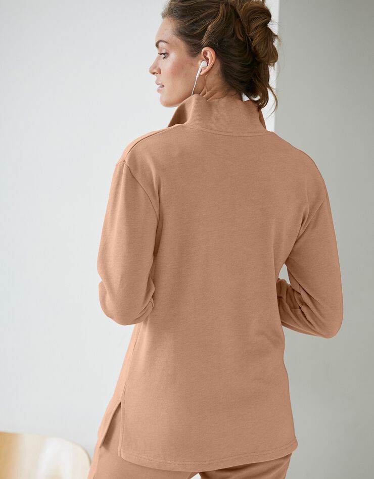 Sweat en molleton col montant zippé (caramel) Sweat en molleton col montant zippé (caramel)