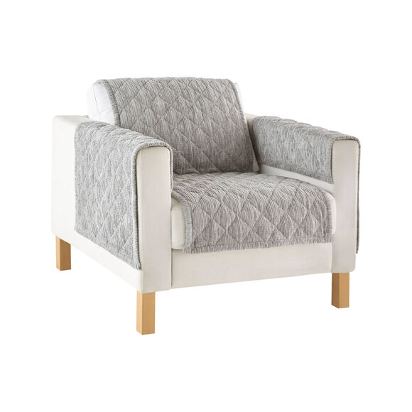 Prot&egrave;ge-salon chenille matelass&eacute;e antiglisse (gris)