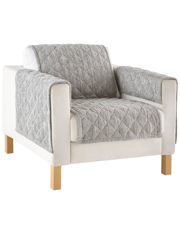 Prot&egrave;ge-salon chenille matelass&eacute;e antiglisse (gris)
