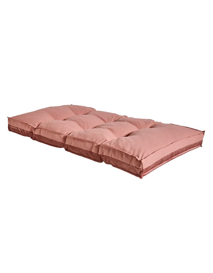Long coussin de sol bi-matière velours/coton uni (rose poudré) Long coussin de sol bi-matière velours/coton uni (rose poudré)