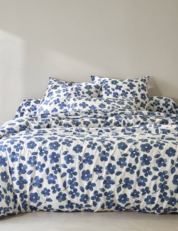 Linge de lit Petunia en flanelle imprim&eacute;e (bleu)