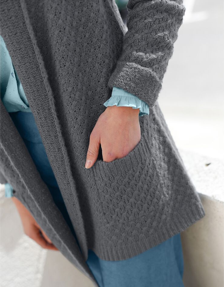 Gilet maille fantaisie toucher mohair (gris anthracite) Gilet maille fantaisie toucher mohair (gris anthracite)