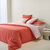 Linge de lit uni bicolore - coton 57 fils/cm&sup2; (potiron / rose poudr&eacute;)