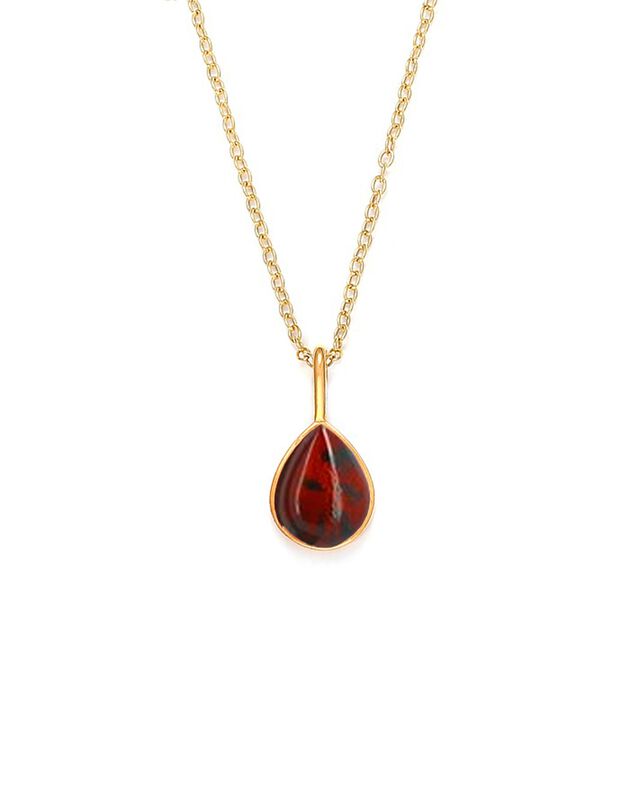 Collier pendentif Ambre et chaîne dorée or fin (unique)