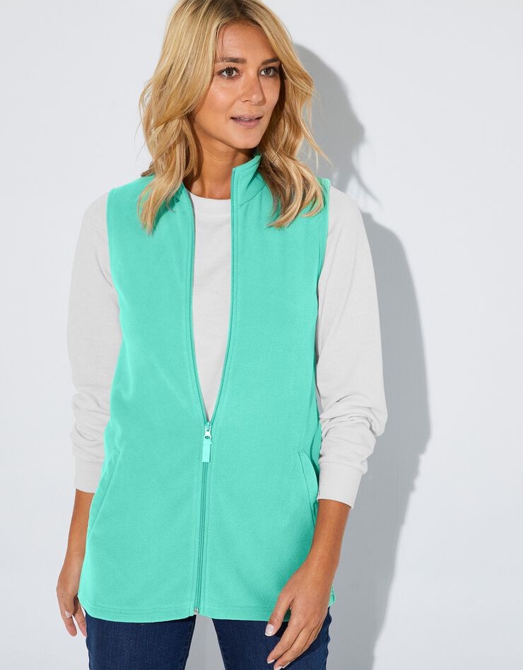 Veste polaire zippée sans manches (vert d'eau) Veste polaire zippée sans manches (vert d'eau)