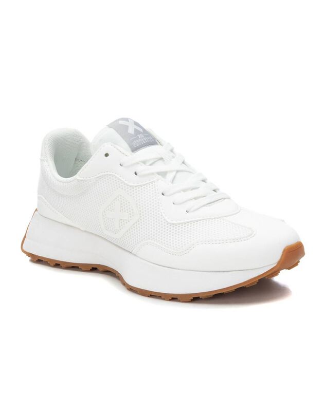 Baskets mode bi-matière à lacets (blanc)