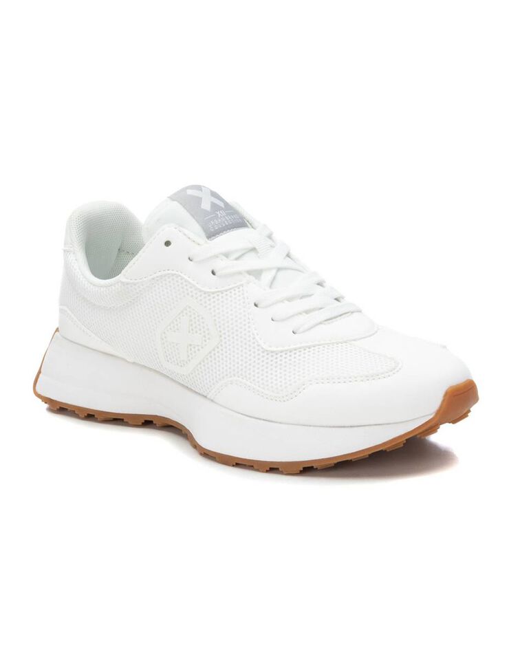 Baskets mode bi-matière à lacets (blanc)