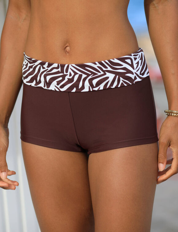 Boxer de bain modulable imprim&eacute; z&egrave;bre (chocolat)