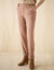 Pantalon 7/8ème fuselé rayé (noisette / blanc)