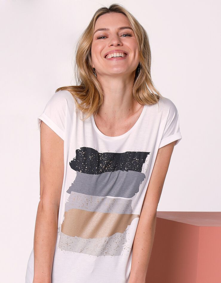 Tee-shirt boite imprimé "arty", maille jersey (gris)