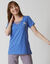 T- shirt pyjama manches courtes motif floral imprimé (bleu jean) T- shirt pyjama manches courtes motif floral imprimé (bleu jean)