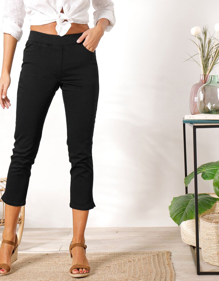 Pantacourt toile taille élastiquée (noir) Pantacourt toile taille élastiquée (noir)