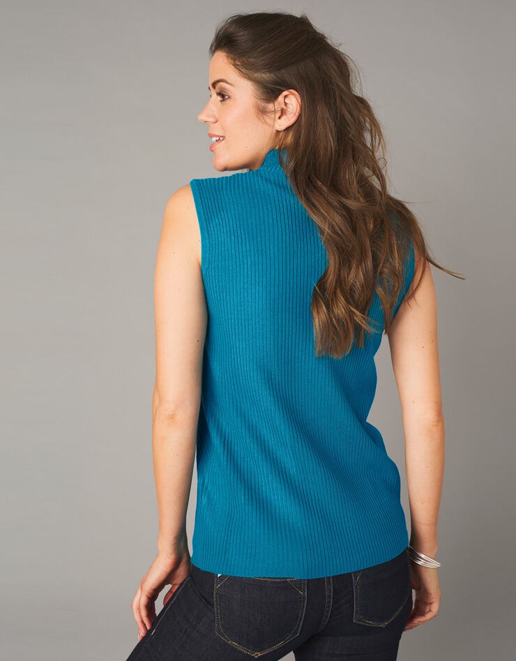 Pull sans manches maille côtelée (bleu prusse) Pull sans manches maille côtelée (bleu prusse)