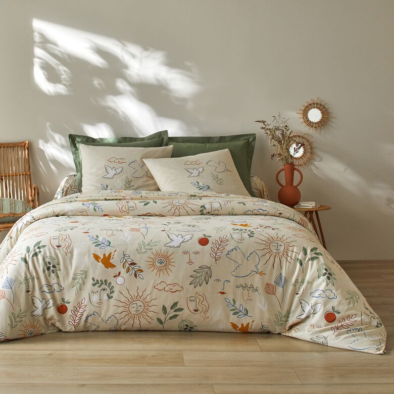 Cache-théière Brodé Main Vintage - Gris Fleuri - Coton Et Lin
