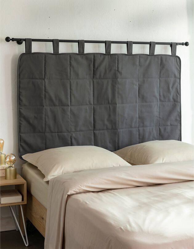 Tête de lit matelassée finition passe-tringle (gris)
