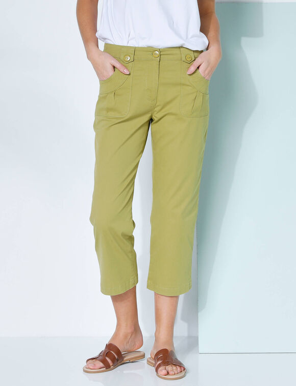Pantacourt droit stretch (vert olive)