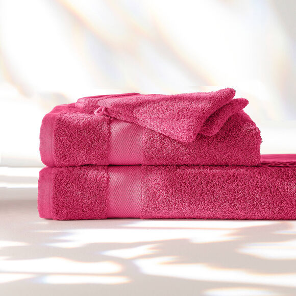 Collection serviettes de bain unies coton modal 500 g/m² (framboise)