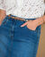 Jupe droite fendue, jean (stone used)