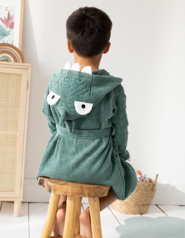 Peignoir de bain enfant à capuche dinosaure personnalisable - 340g/m² (eucalyptus)