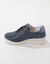 Baskets à lacets grande largeur, en cuir avec empiècements extensibles. (bleu)